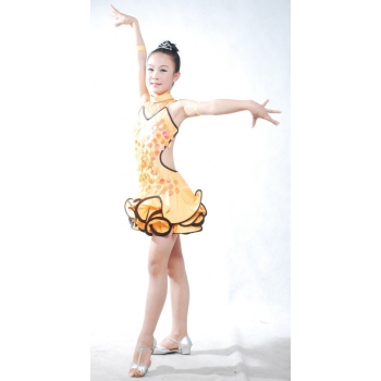 Child Girls/Ladies Latin dance dress-Over all dress in 3sets-Oranger